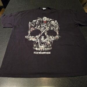 AMC The Walking Dead Skull Graphic T-Shirt Mens 2XL Black Cotton